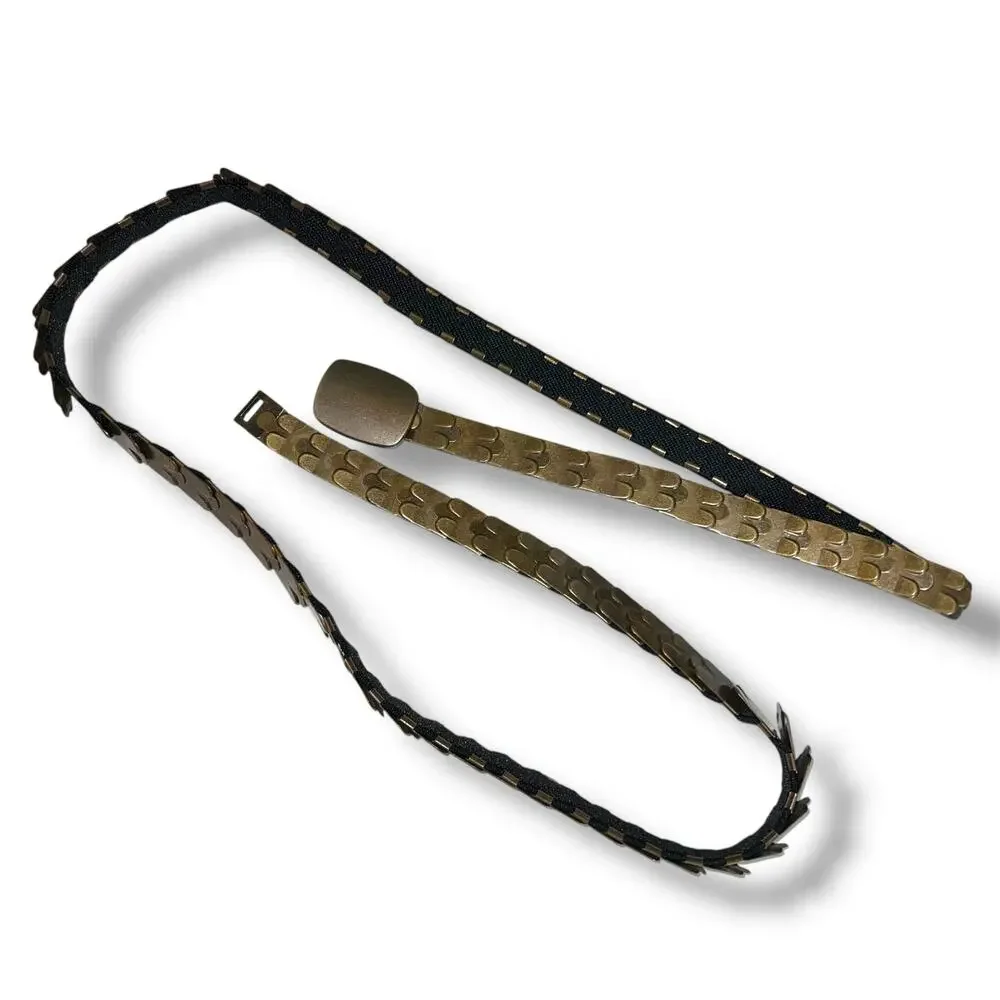 Vintage Womens Scale Serpentine Belt Stretchy Bronze Retro Fashion Statement